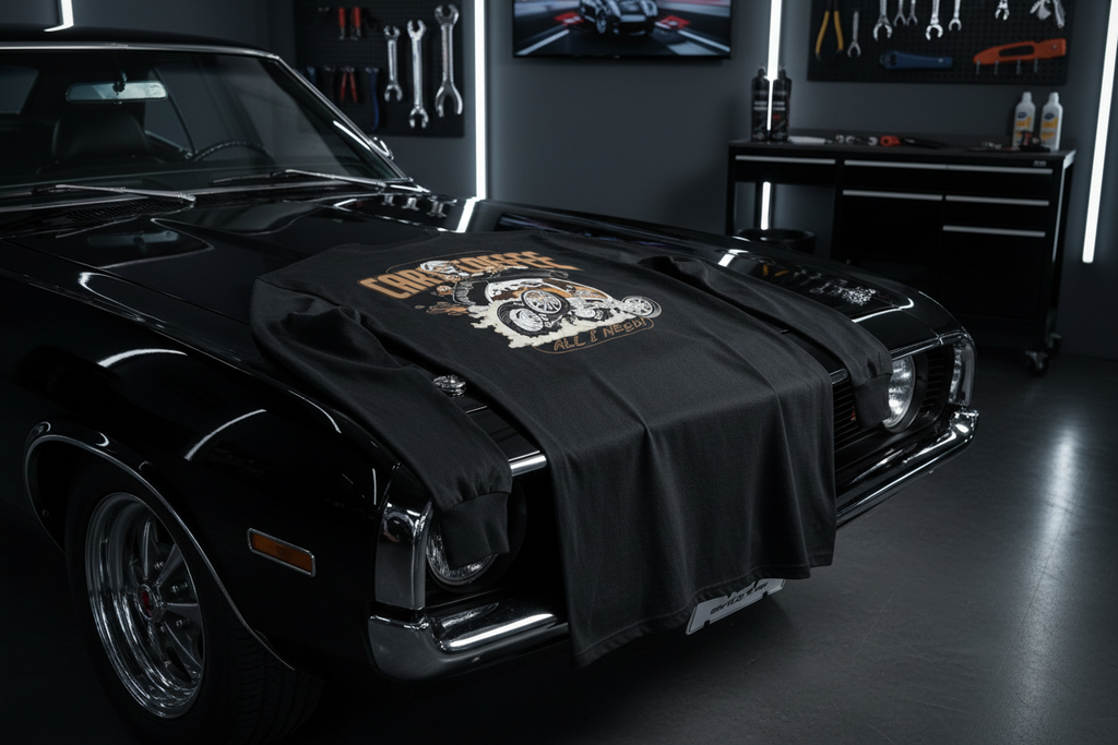 Chuck CC black long-sleeve shirt in premium automotive setting
