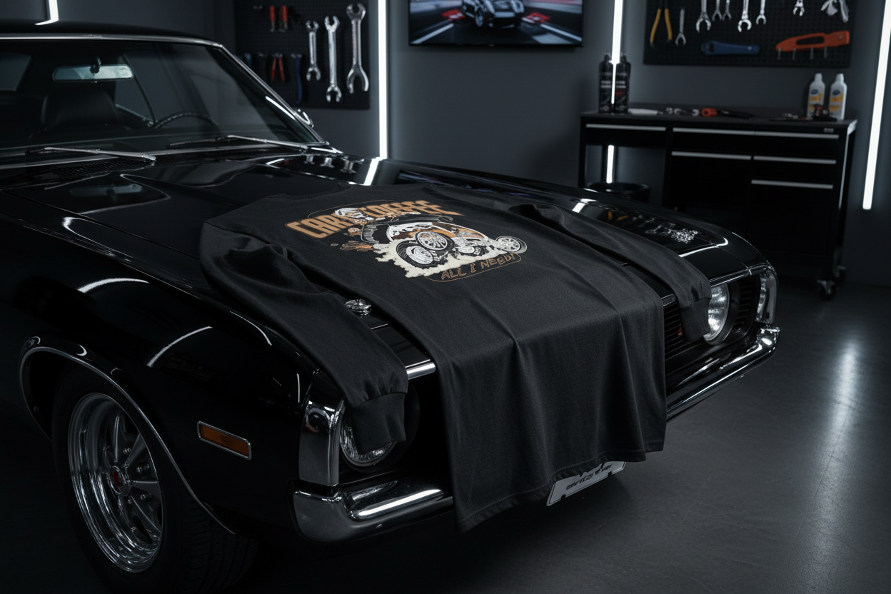 Chuck CC black long-sleeve shirt in premium automotive setting